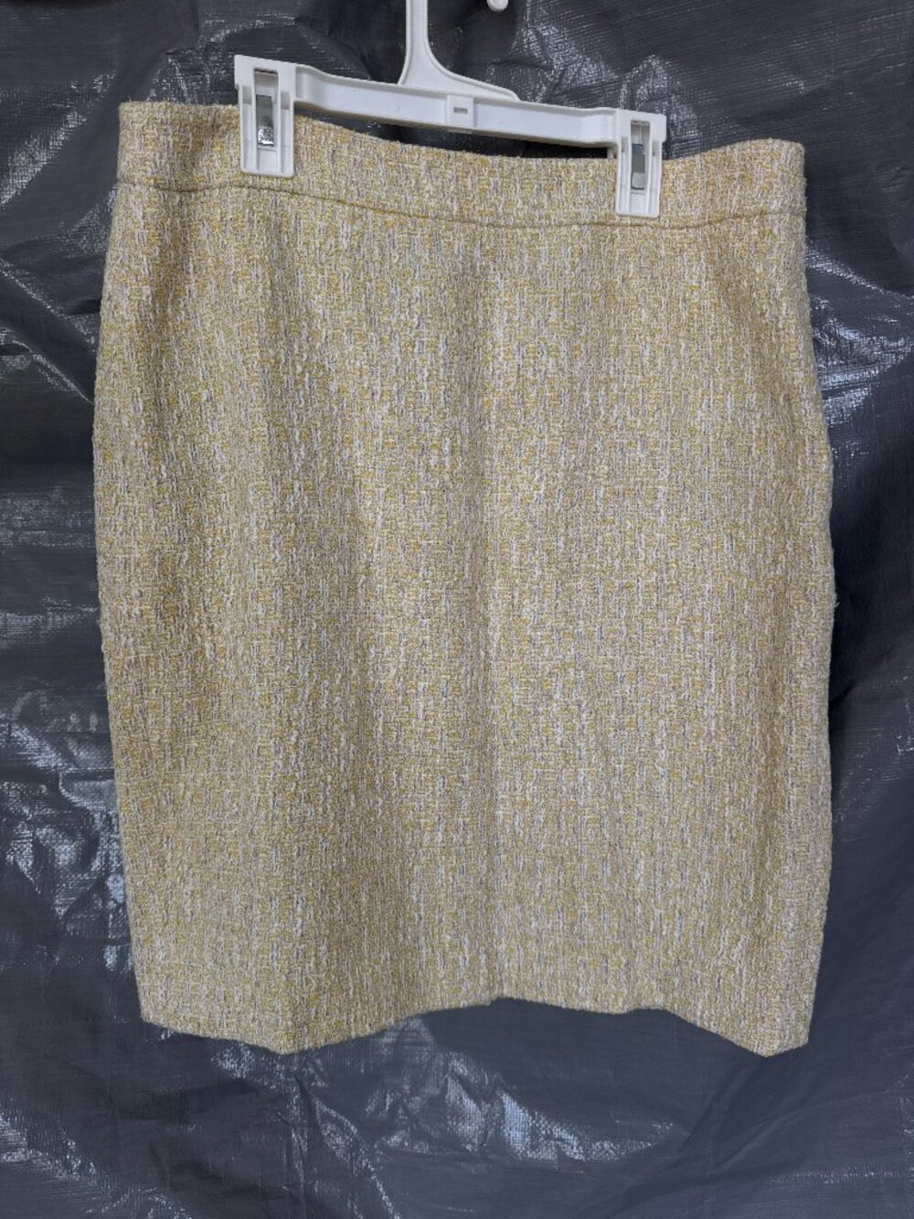 Anne Klein Suit Women 6P Petite Yellow White Tweed Boucle Pencil Skirt Lined